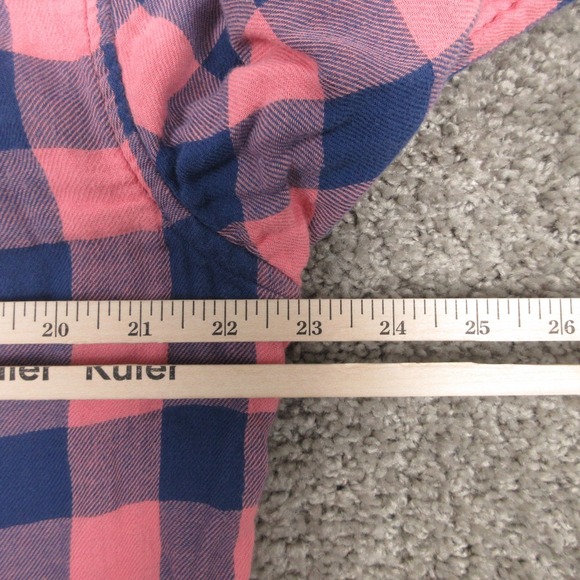 Vineyard Vines Shirt Mens Large Pink Blue Plaid Twill Flannel Whale Button Up - Picture 7 of 8